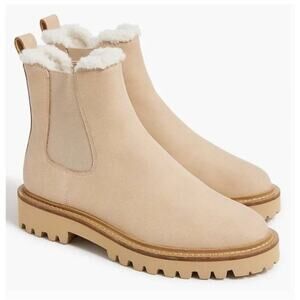 J. Crew Synthetic Upper Lug-Sole Chelsea Boots Round Toe Natural Size 9.5 NWOB